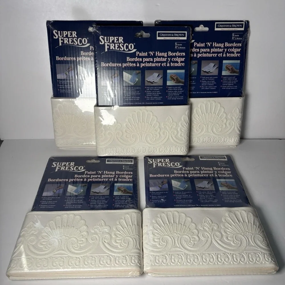 Graham & Brown SuperFresco Wallpaper Border 5 Rolls White Classical Shell 90188